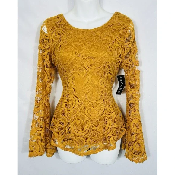 Vintage Women's Y2K Lace Crochet Lace Top Size L Bell Sleeve Boho Fairy Hippie - Picture 2 of 13
